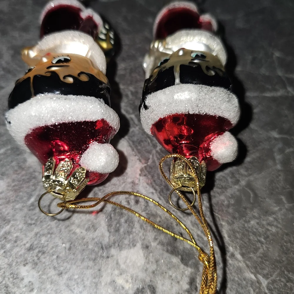 RARE Set of 2 Betty Boop Hand Blown Glass Ornaments - Kurt Adler Style